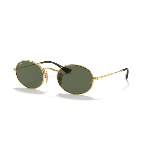 Ray-Ban oval flat metal sunglasses gold tortoise and green lenses RB3547-N 48/21 - Picture 3 of 17